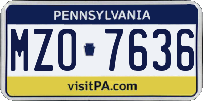 PA license plate MZO7636