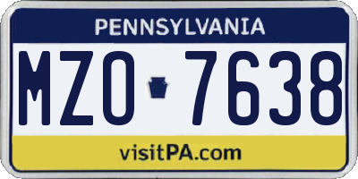PA license plate MZO7638