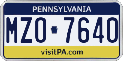 PA license plate MZO7640