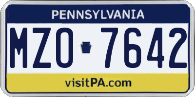 PA license plate MZO7642