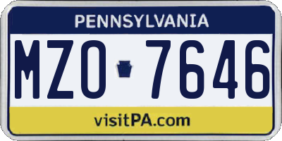 PA license plate MZO7646