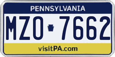 PA license plate MZO7662