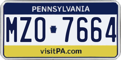 PA license plate MZO7664