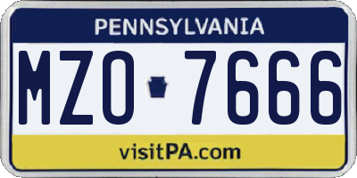 PA license plate MZO7666