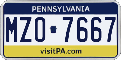 PA license plate MZO7667