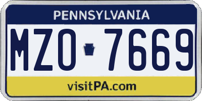PA license plate MZO7669