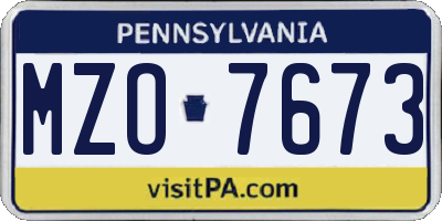 PA license plate MZO7673