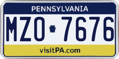 PA license plate MZO7676