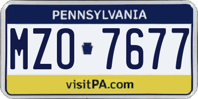 PA license plate MZO7677