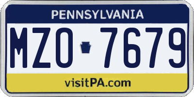 PA license plate MZO7679