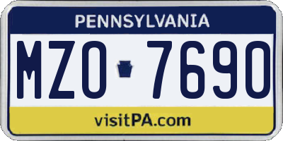 PA license plate MZO7690
