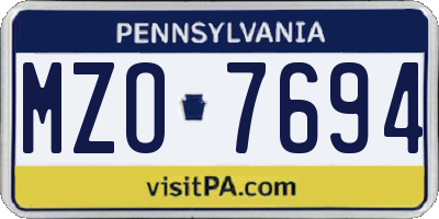 PA license plate MZO7694