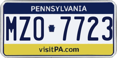 PA license plate MZO7723