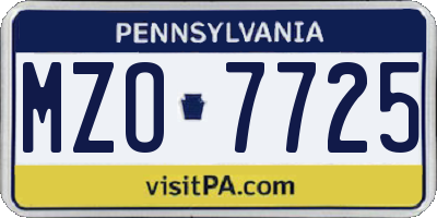 PA license plate MZO7725