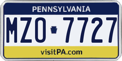 PA license plate MZO7727