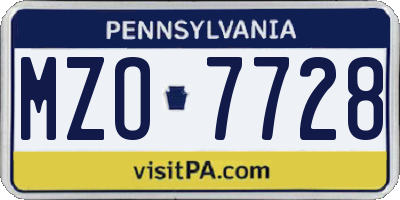 PA license plate MZO7728