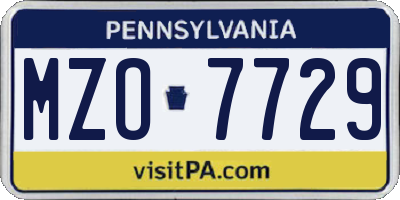PA license plate MZO7729