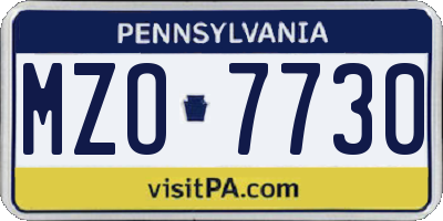 PA license plate MZO7730
