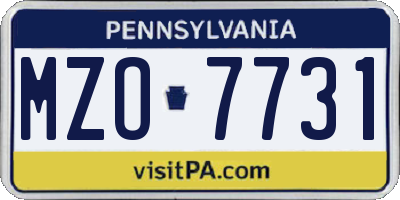PA license plate MZO7731