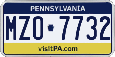 PA license plate MZO7732