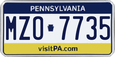 PA license plate MZO7735