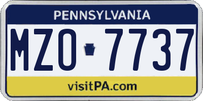 PA license plate MZO7737