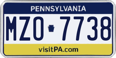 PA license plate MZO7738
