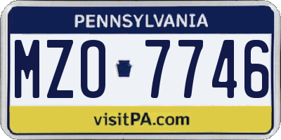 PA license plate MZO7746