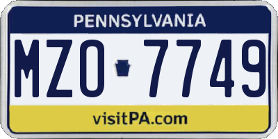 PA license plate MZO7749