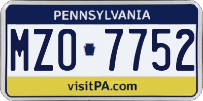 PA license plate MZO7752
