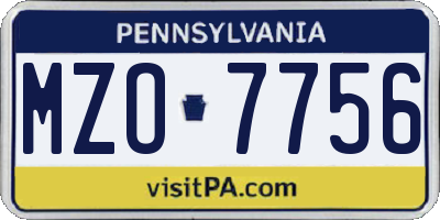PA license plate MZO7756