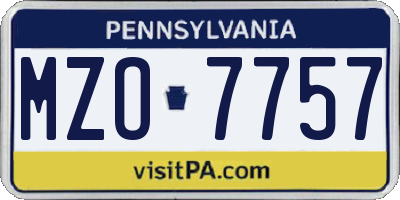 PA license plate MZO7757