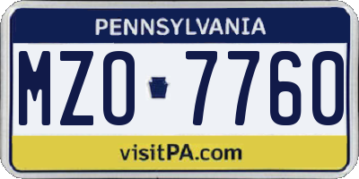 PA license plate MZO7760
