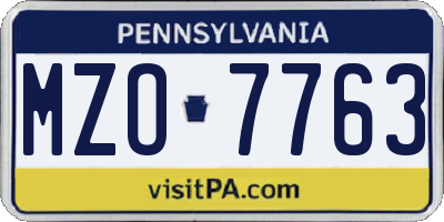 PA license plate MZO7763