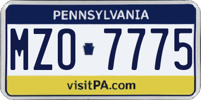 PA license plate MZO7775