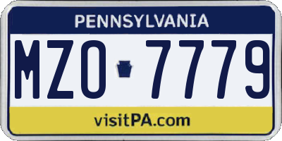 PA license plate MZO7779