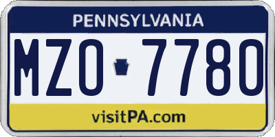 PA license plate MZO7780
