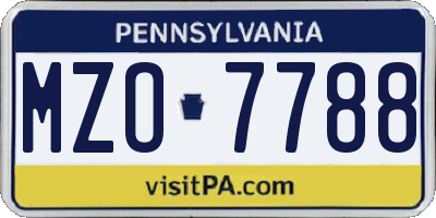 PA license plate MZO7788