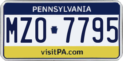 PA license plate MZO7795