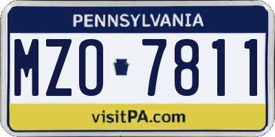 PA license plate MZO7811