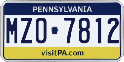 PA license plate MZO7812