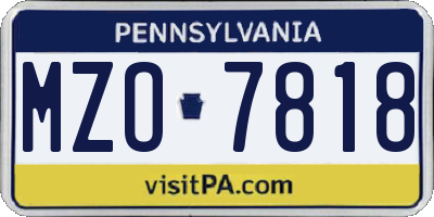 PA license plate MZO7818