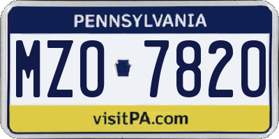 PA license plate MZO7820