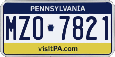 PA license plate MZO7821