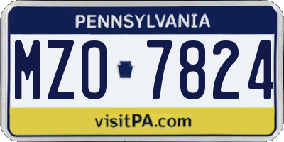 PA license plate MZO7824