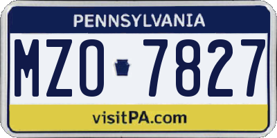 PA license plate MZO7827