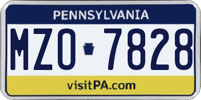 PA license plate MZO7828