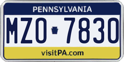 PA license plate MZO7830