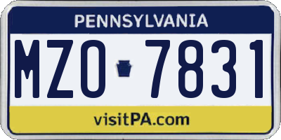 PA license plate MZO7831