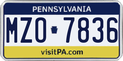 PA license plate MZO7836